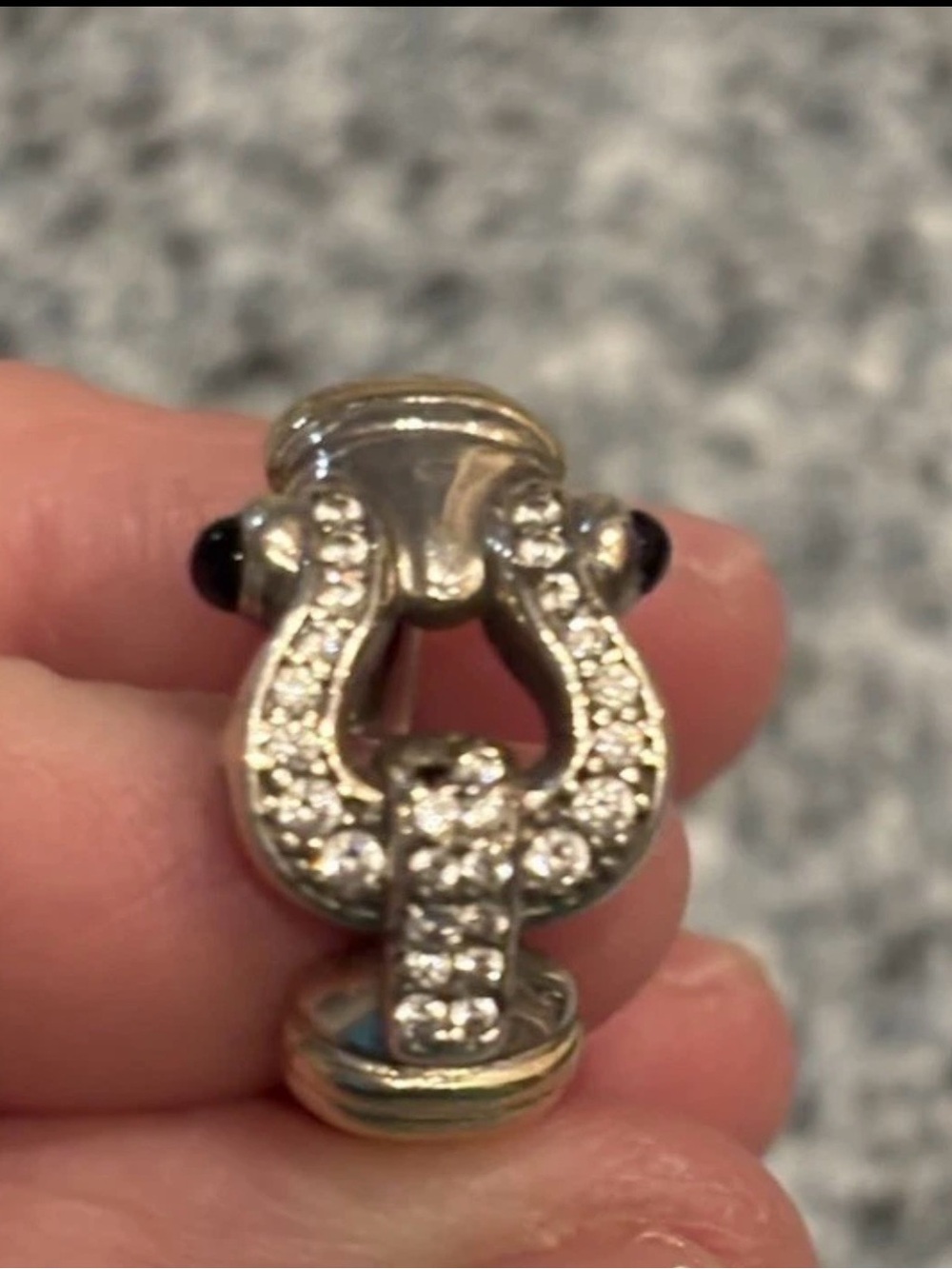 Sparkling Pavé Horseshoe Byzantine Ring(size 5) made in Italy/925/18k